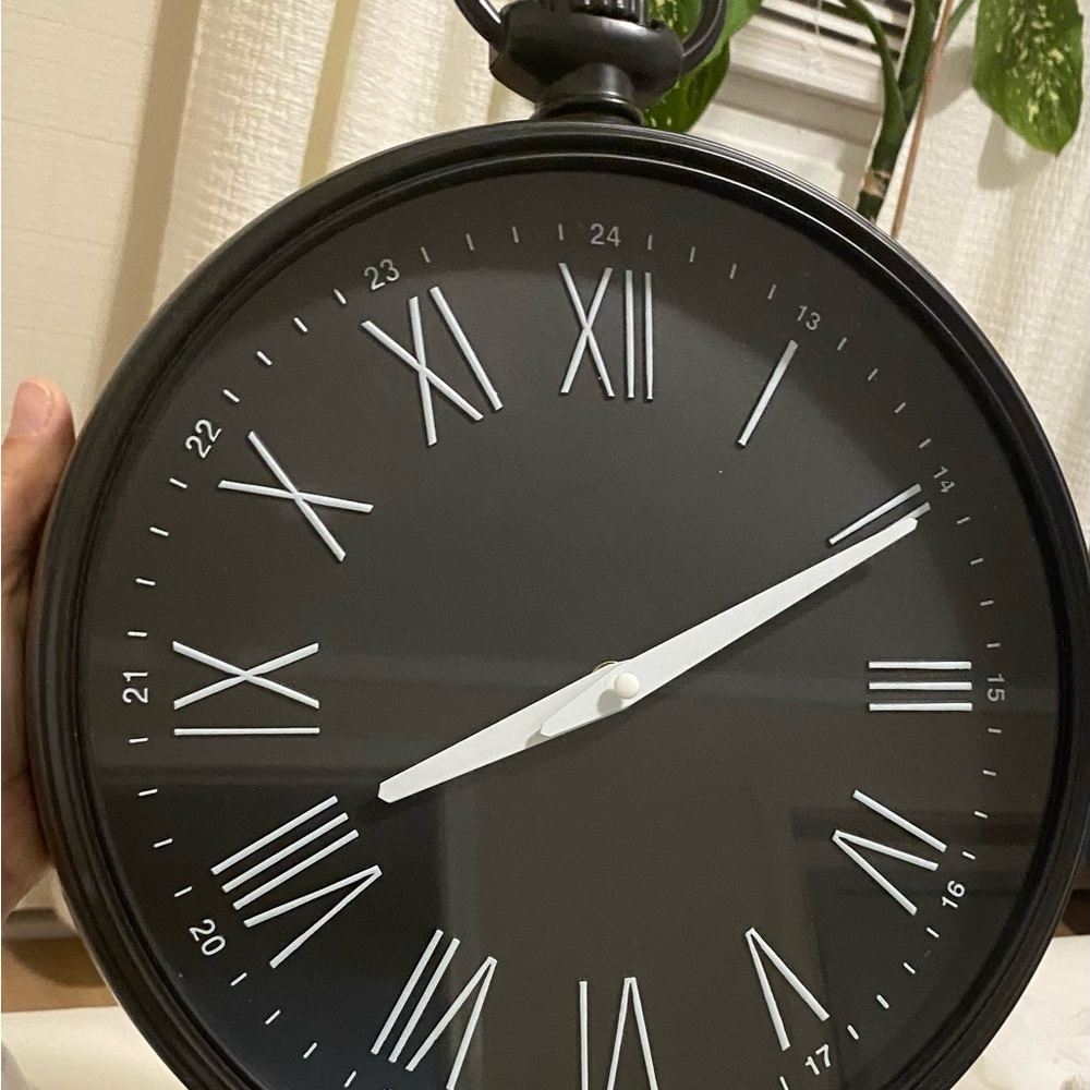 Elegant Black Roman Numeral Pocket-watch Wall Clock
